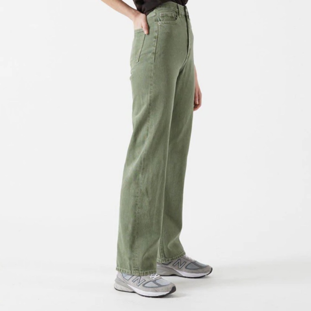 Dr. Denim Green Washed Wide Leg Jeans